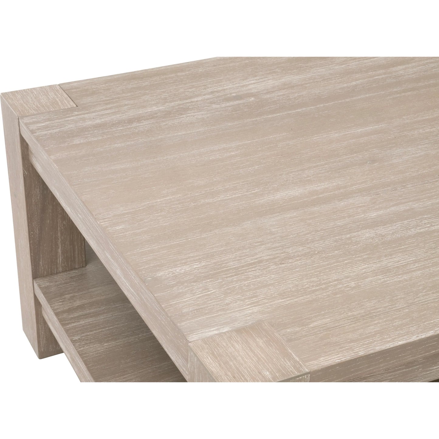 005 SI-2249286 | Closeup | Adler Coffee Table by Essentials For Living in natural gray acacia. Made from solid beech wood, acacia veneer, mdf in a transitional style.