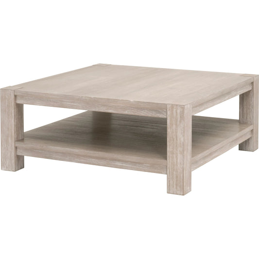 Adler Square Coffee Table by Essentials For Living in natural gray acacia. Made from solid beed wood, acacia veneer, mdf in a transitional style.