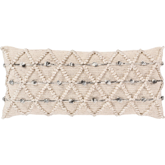 001 SI-2046425 | Primary Silo | Anders Pillow - 22319 by Livabliss in taupe, charcoal, white, light beige. Made from front: 50% cotton, 50% polyester, back: 100% cotton in a modern style.
