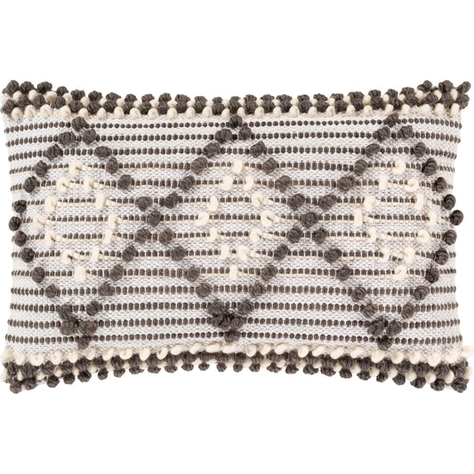 001 SI-2046205 | Primary Silo | Anders Pillow - 20813 by Livabliss in charcoal, light beige. Made from front: 40% cotton, 30% polyester, 30% wool, back: 100% cotton in a modern style.