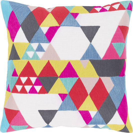 Ardent Pillow - 25350 by Surya in pink, aqua, white, blue, light green. Made from 100% cotton in a modern style.