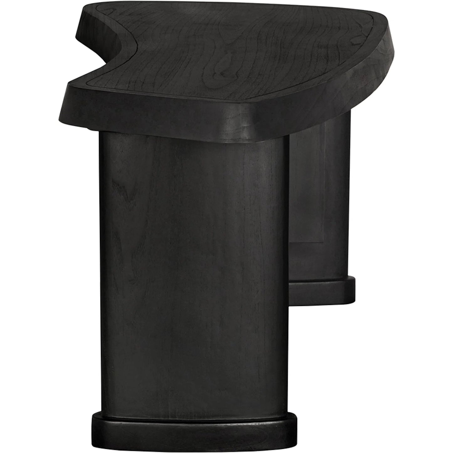 003 SI-2449037 | Closeup | Augustus Desk by Noir in charcoal black. Made from mindi, brass hardware in a unique style.