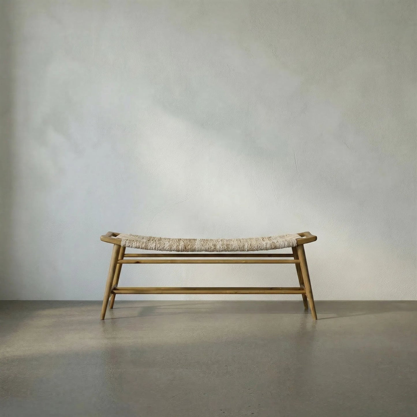 013 SI-1957028 | Lifestyle | Stockholm Bench by Noir in rush seagrass. Made from teak and rush seagrass in a cottage & farmhouse style.