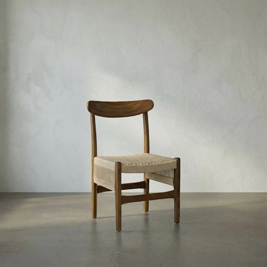 Shagira Chair by Noir in clear coat flat teak. Made from teak and rope in a cottage & farmhouse style.