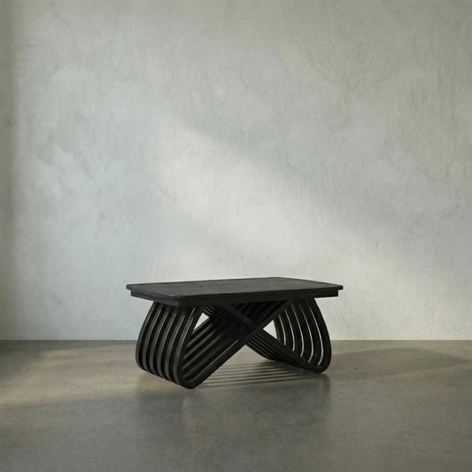 Infinity Coffee Table by Noir in charcoal black. Made from sungkai in a modern style.
