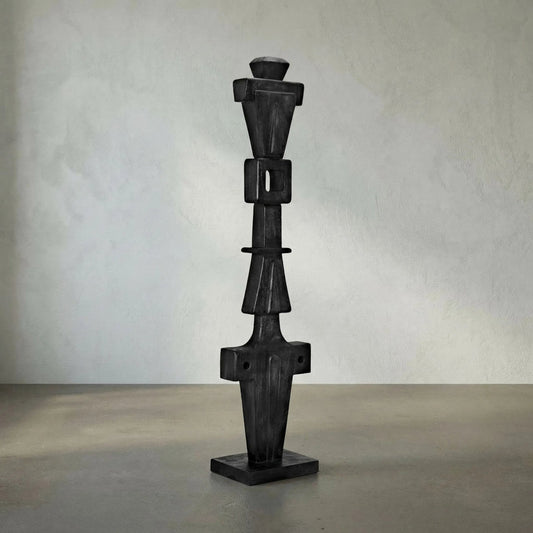 Brutus Statue by Noir in burnt black. Made from munggur in a modern style.