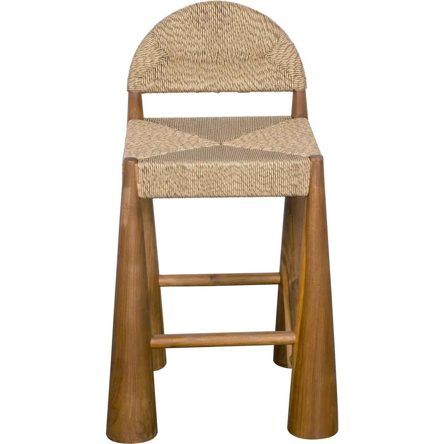 004 SI-2137030 | Unknown | Laredo Counter Stool by Noir in clear coat flat. Made from teak and synthetic seagrass in a modern style.