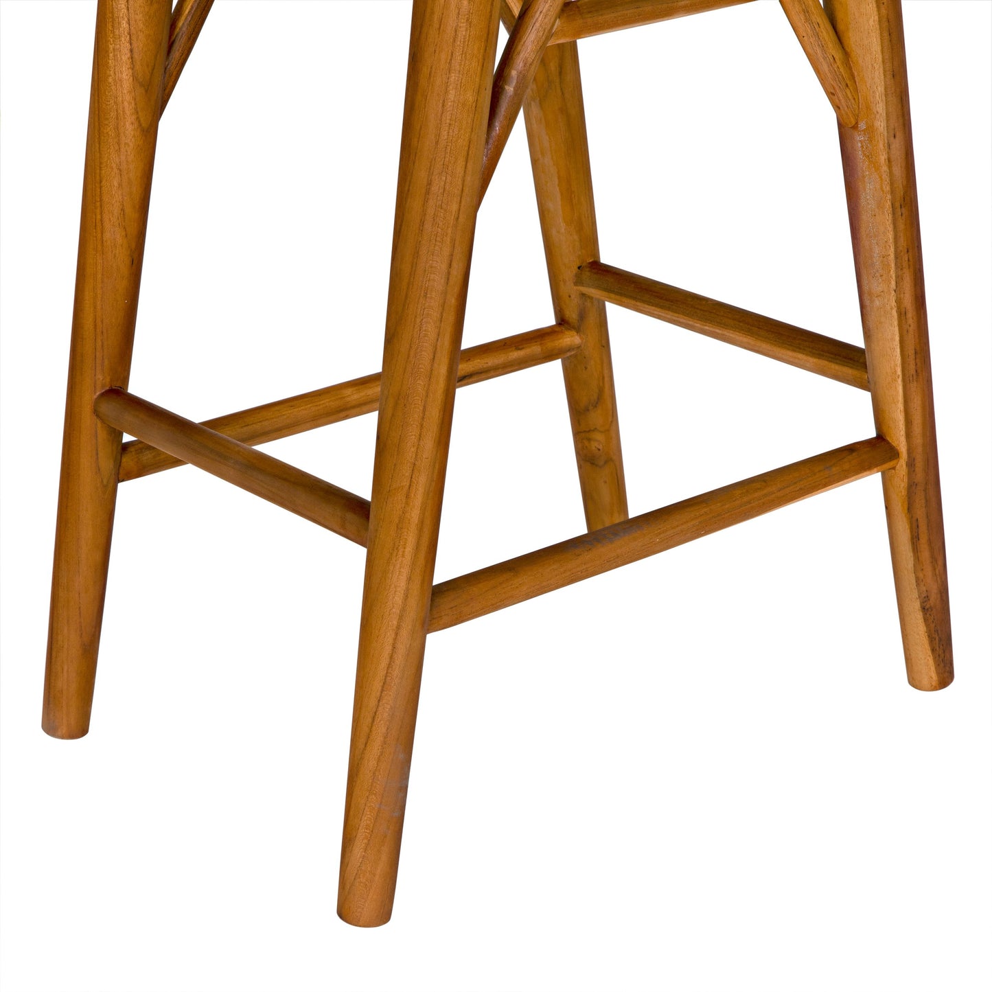 006 SI-2130210 | Closeup | Murphy Counter Stool by Noir in clear coat flat. Made from teak and caning in a cottage & farmhouse style.