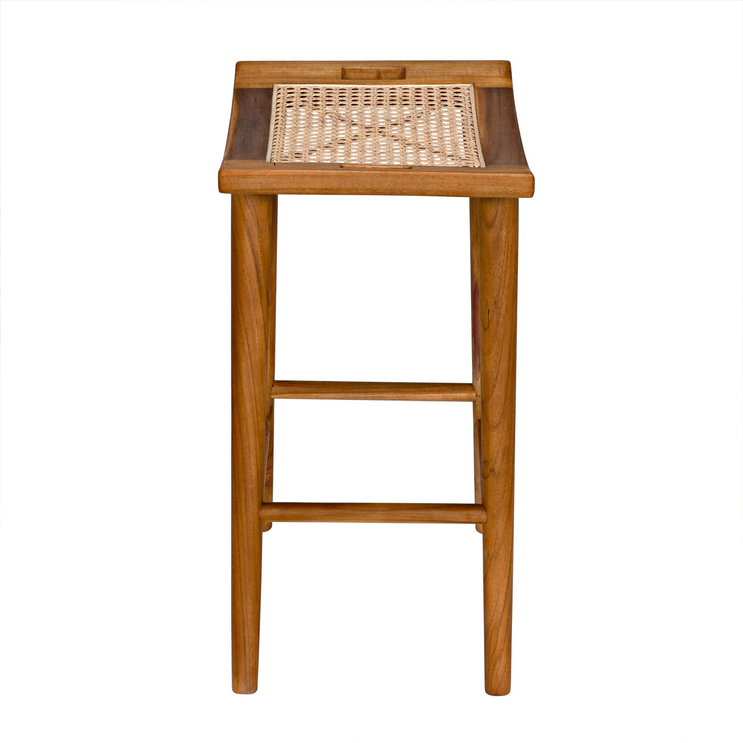 002 SI-2130210 | Primary Silo | Murphy Counter Stool by Noir in clear coat flat. Made from teak and caning in a cottage & farmhouse style.