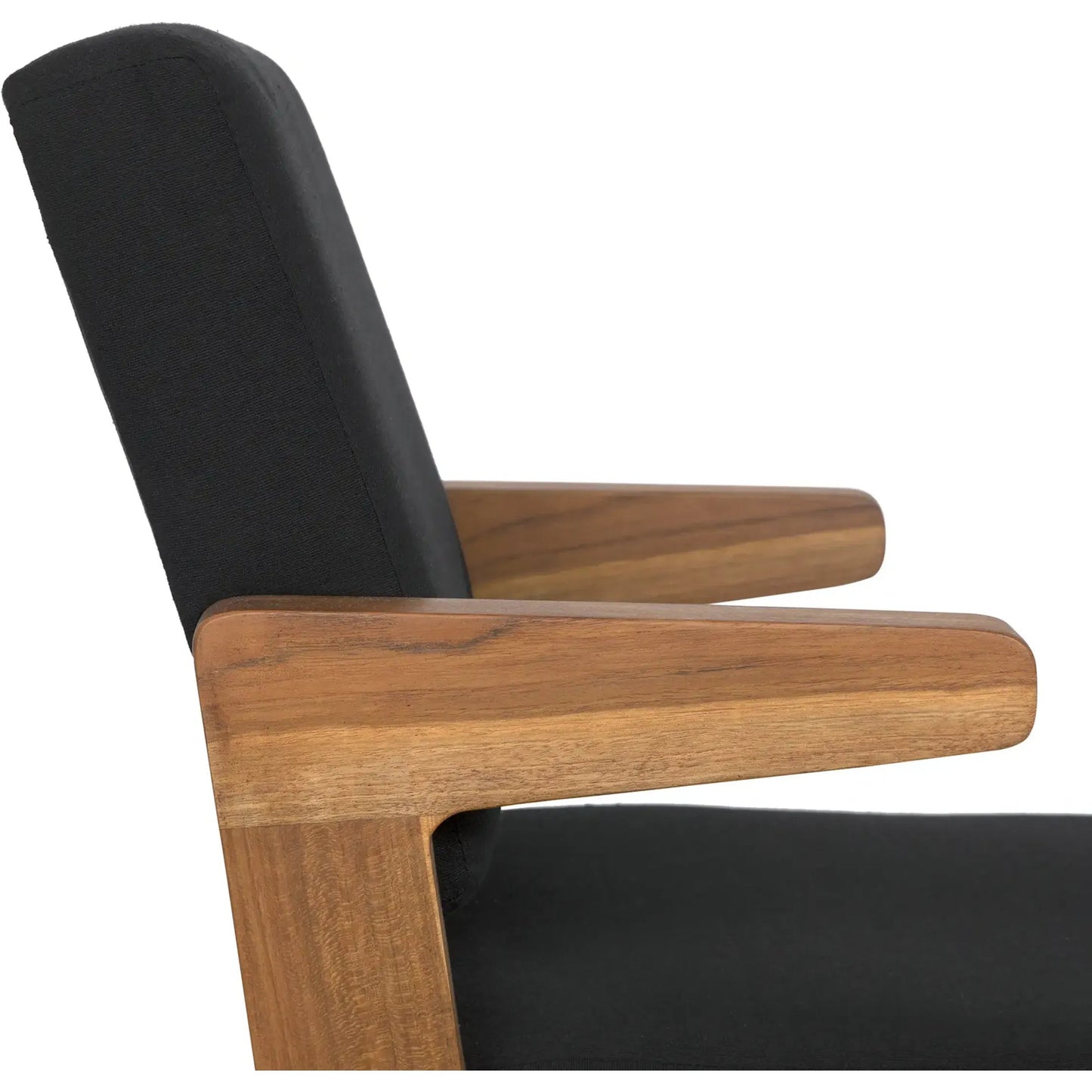 007 SI-2137023 | Closeup | Bruce Chair by Noir in black and clear coat flat. Made from teak and black cotton in a modern style.