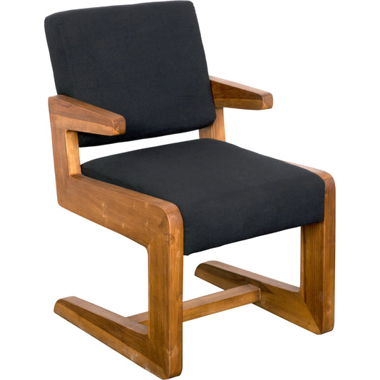 Bruce Chair by Noir in black and clear coat flat. Made from teak and black cotton in a modern style.