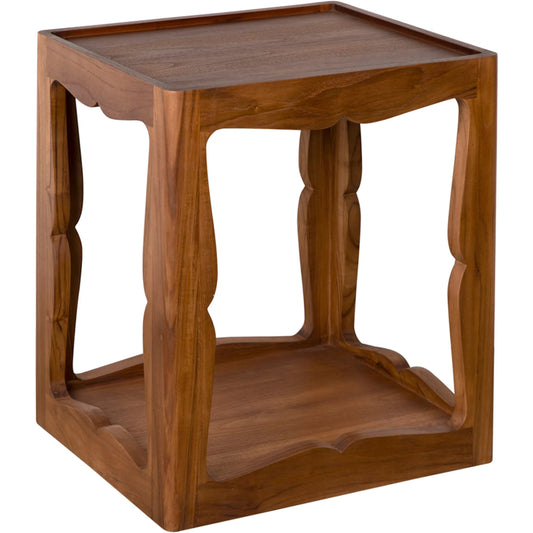 Kabbal Tall Side Table by Noir in clear coat flat. Made from teak in a transitional style.