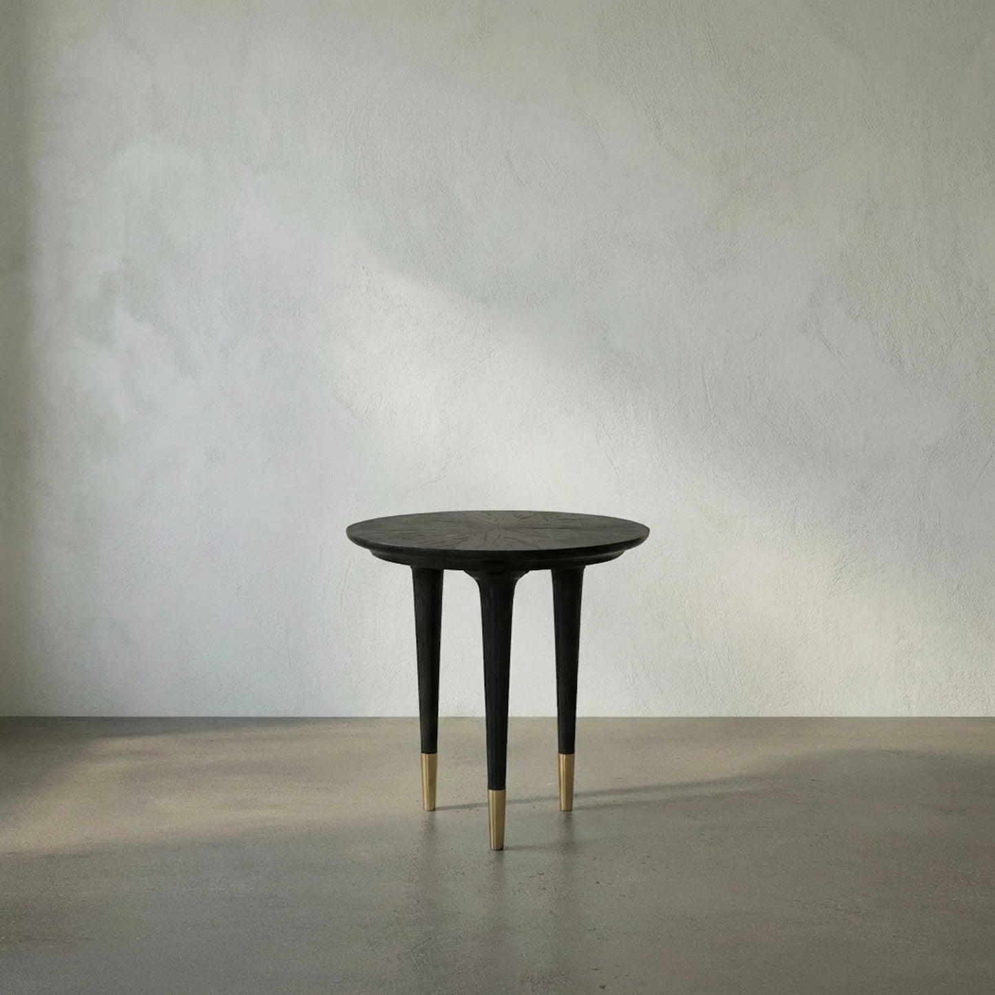 007 SI-1975485 | Lifestyle | Maganini Side Table by Noir in charcoal black. Made from sungkai and brass caps in a modern style.