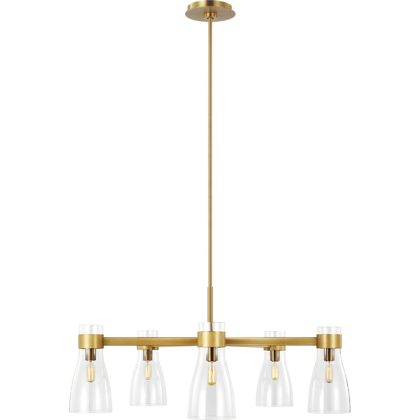 001 SI-2233743 | Primary Silo | Moritz Five Light Chandelier by Visual Comfort & Co. in burnished brass. Made from steel in a unique style.