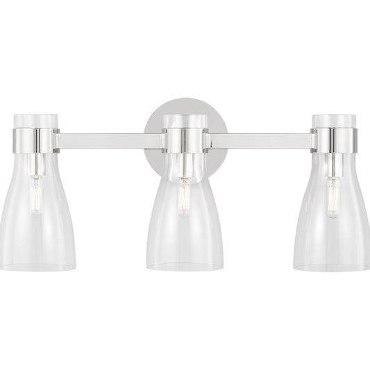 Moritz Three Light Vanity by Visual Comfort & Co. in polished nickel. Made from steel in a modern style.