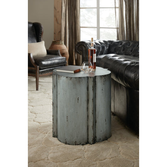 Beaumont End Table by Hooker Furniture in pecos. Made from hardwoods, aluminum sheet in a rustic style.