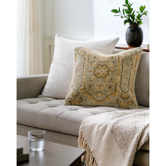 Affleck AFL-002 Pillow by Surya in sage, olive, beige. Made from wool, cotton in a traditional style.