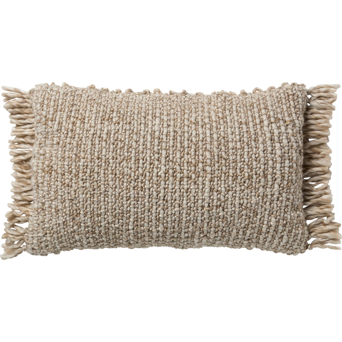 001 SI-2354166,SI-2354167,SI-2354170 | Primary Silo | Angora AGO21 Pillow by Jaipur Living in tan. Made from 60% pet yarn 40% wool in a unique style.