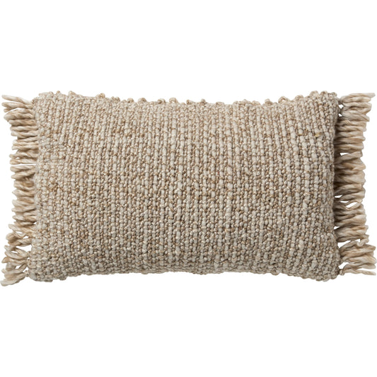 001 SI-2354166,SI-2354167,SI-2354170 | Primary Silo | Angora AGO21 Pillow by Jaipur Living in tan. Made from 60% pet yarn 40% wool in a rustic style.