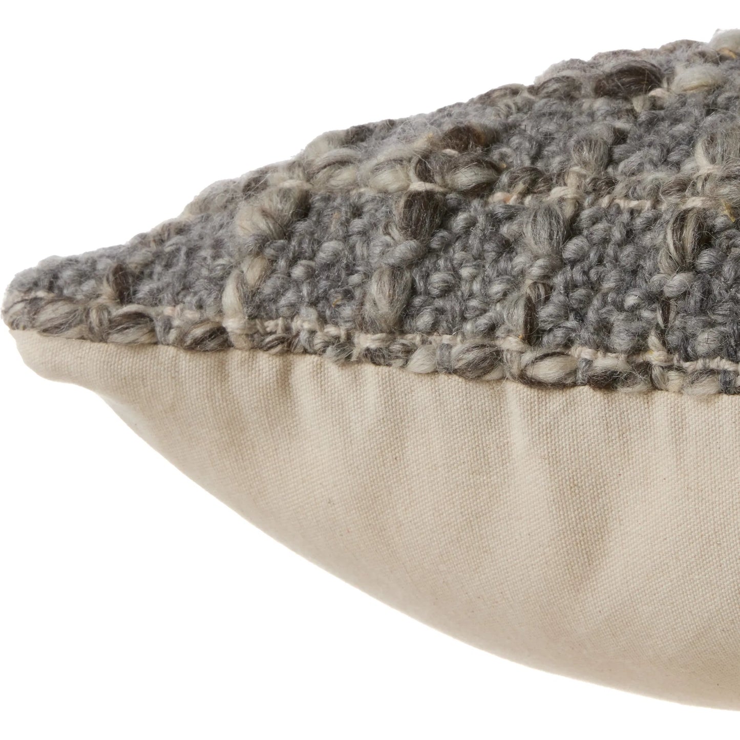 003 SI-2354158,SI-2354159,SI-2354160 | Closeup | Angora AGO23 Pillow by Jaipur Living in gray. Made from 100% wool in a unique style.