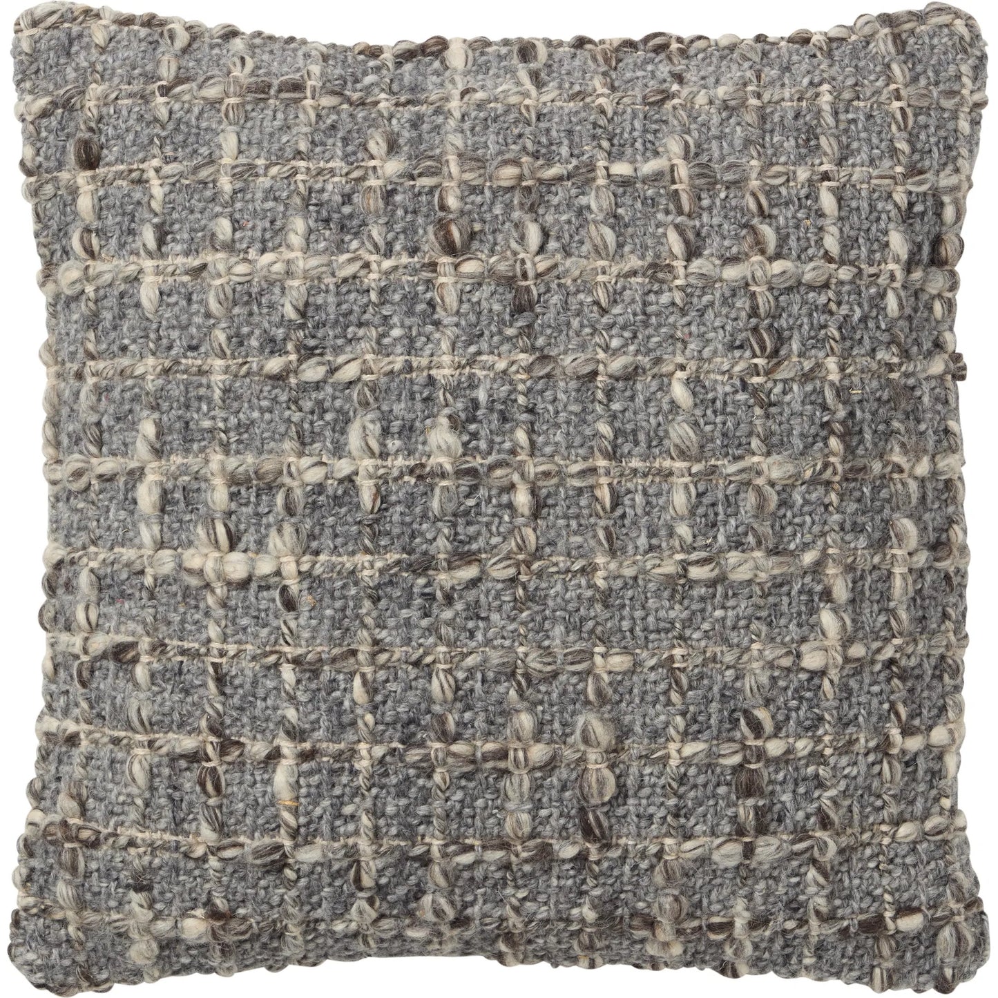 001 SI-2354158,SI-2354159,SI-2354160 | Primary Silo | Angora AGO23 Pillow by Jaipur Living in gray. Made from 100% wool in a unique style.