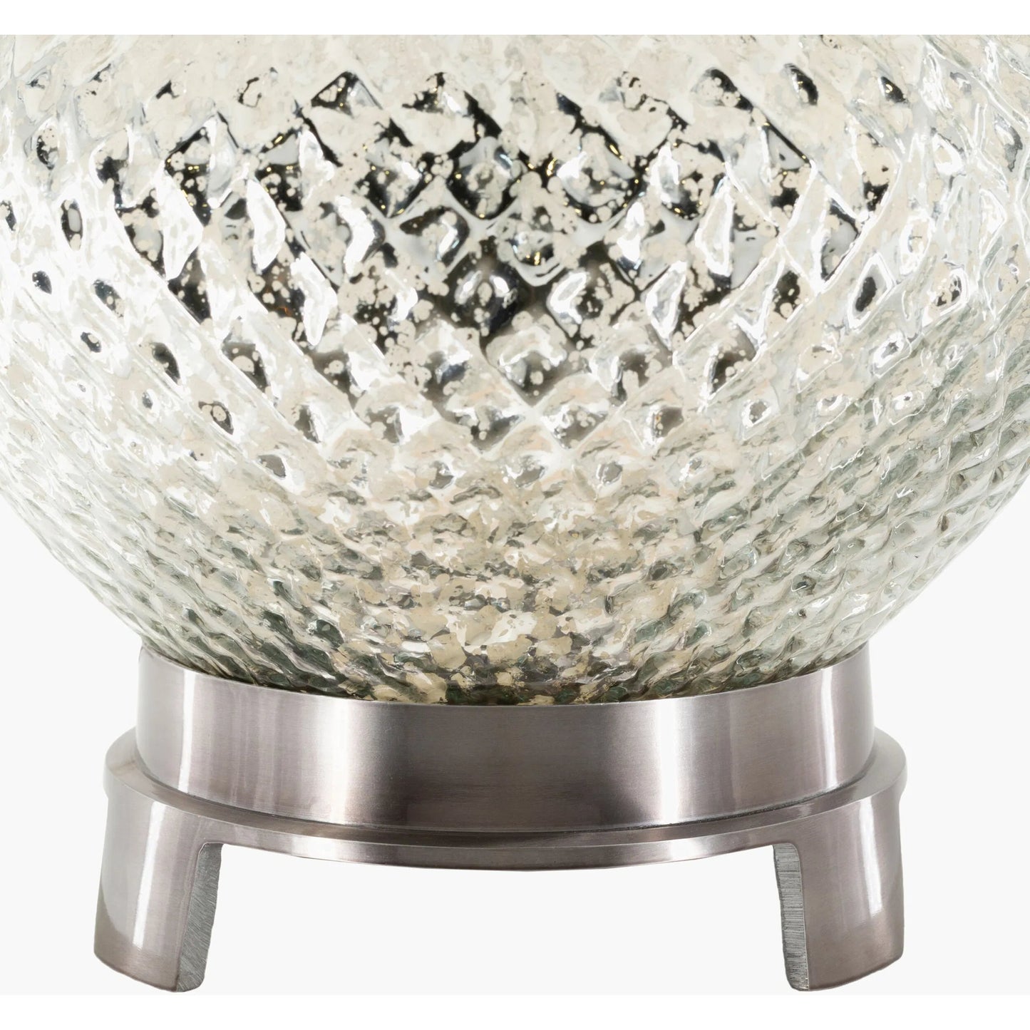 002 SI-1905015 | Closeup | Ailani Lamp - 24790 by Surya in ivory, translucent, metallic nickel, metallic silver, white and brushed antiqued polished nickel. Made from linen, cotton, glass, metal in a modern style.