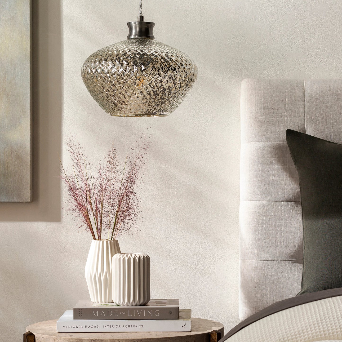 006 SI-1875680 | Lifestyle | Ailani - 24770 by Surya in white, translucent, metallic silver, metallic nickel and antiquedpolished. Made from glass, metal, plastic in a transitional style.