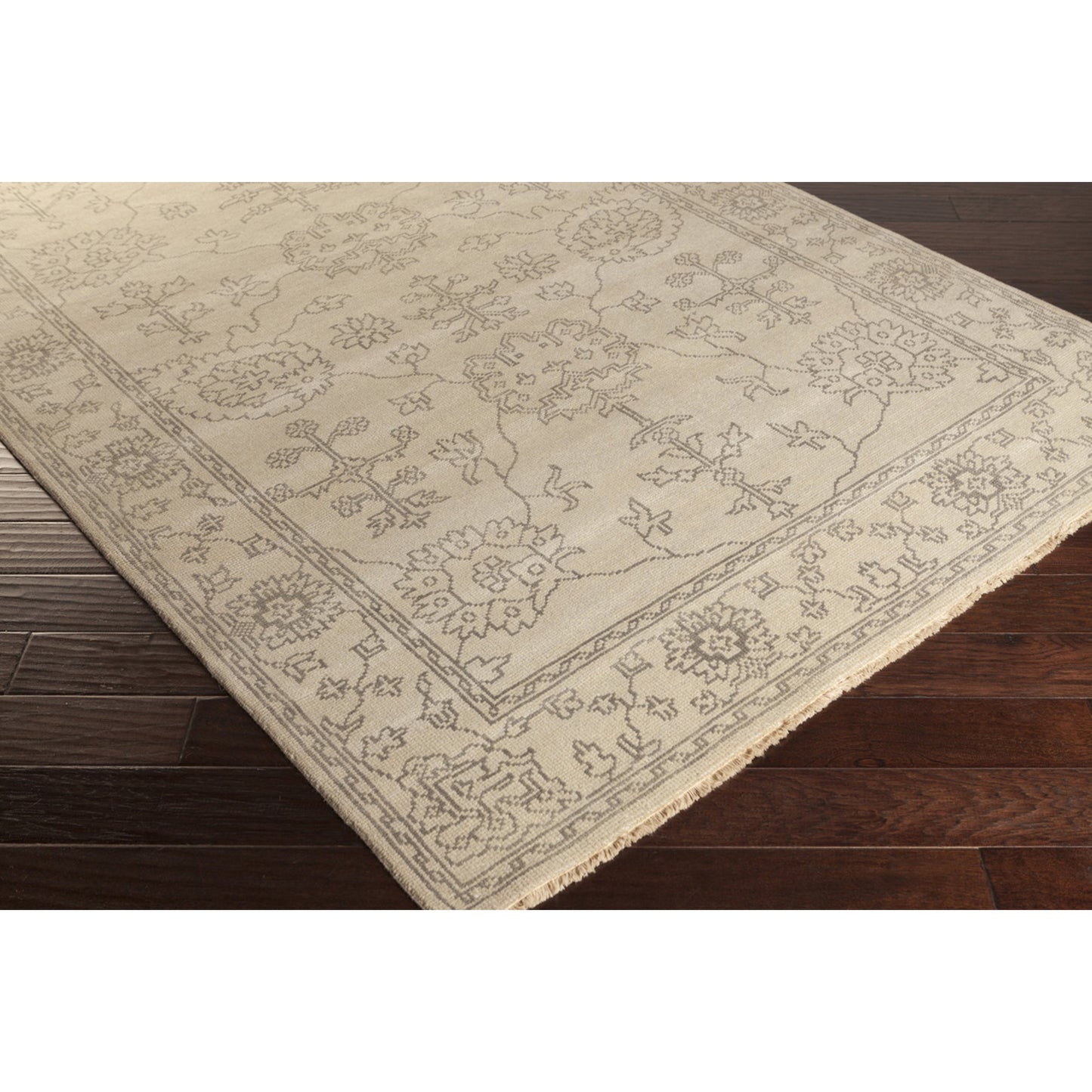 006 61171-9366 | Closeup | Ainsley AIN-1018 Rug by Surya in taupe, charcoal. Made from 100% new zealand wool in a unique style.