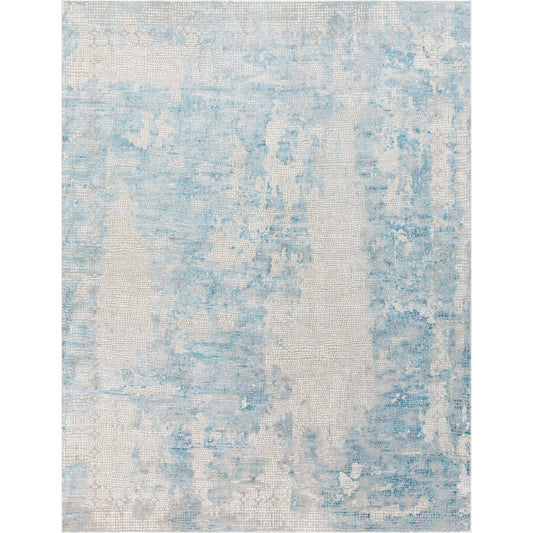 001 99599-41724 | Primary Silo | Aisha AIS-2301 Rug by Livabliss in light blue, gray, light gray, off-white. Made from 70% viscose, 30% polyester in a unique style.