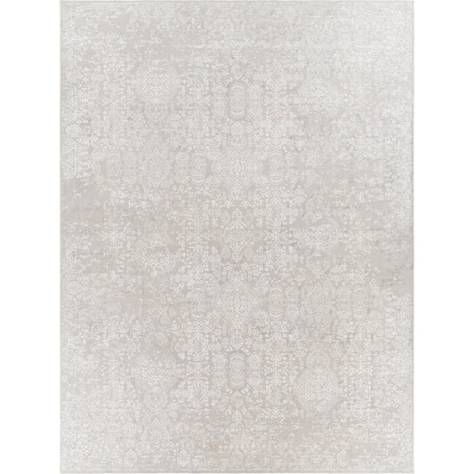 001 99609-41724 | Primary Silo | Aisha Rug by Livabliss in light gray, off-white. Made from 70% viscose, 30% polyester in a traditional style.