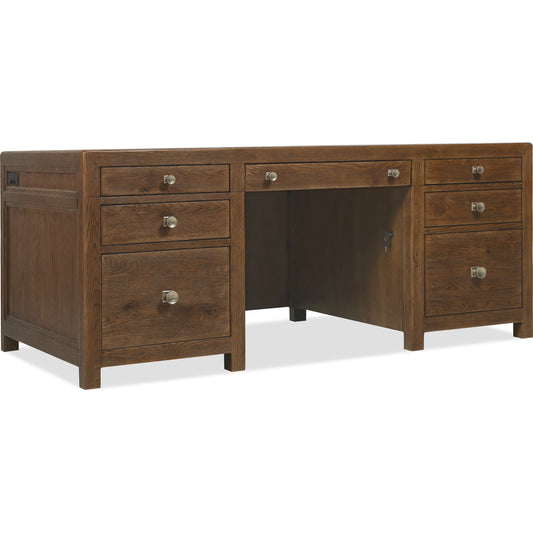 Driftwood Executive Desk by Hooker Furniture. Made from oak solids, oak veneers in a transitional style.