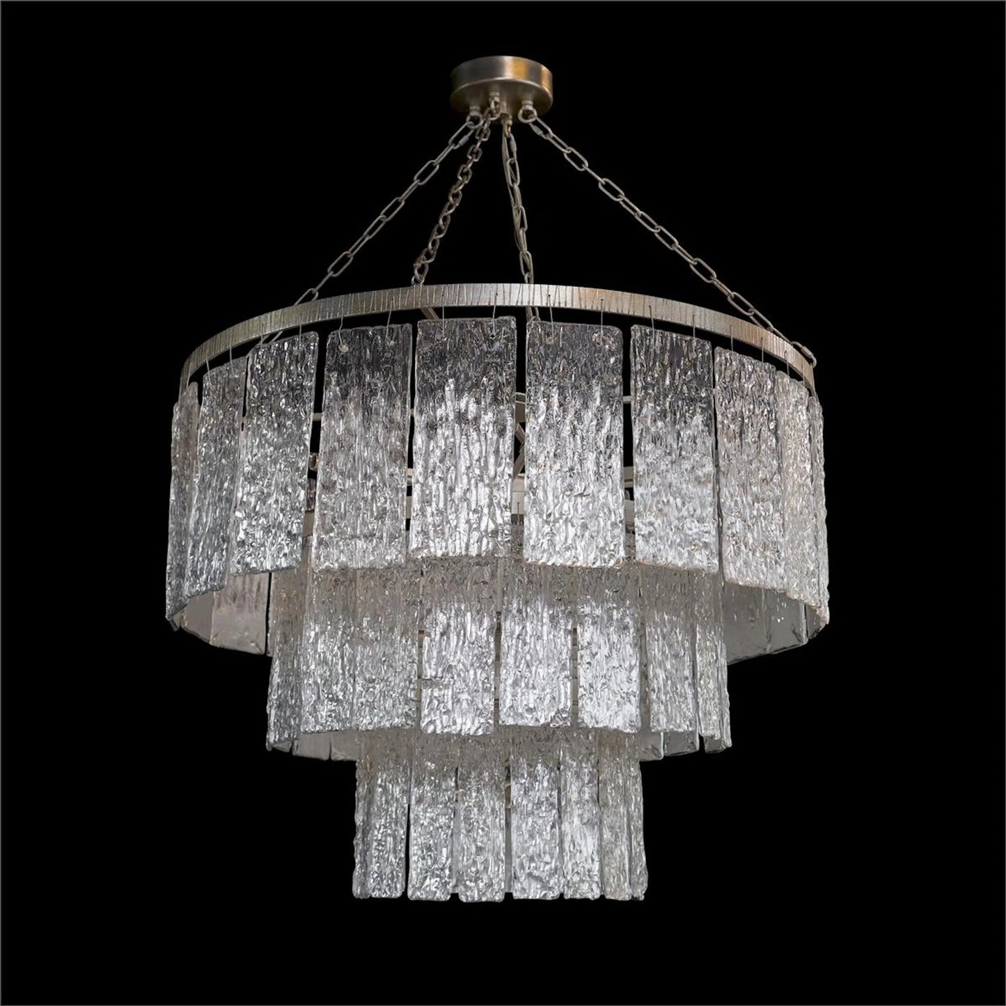 002 SI-2171927 | Additional Silo | Twilight Sixteen-Light Slumped Glass Silver Chandelier by John-Richard. Made from unique in a modern style.