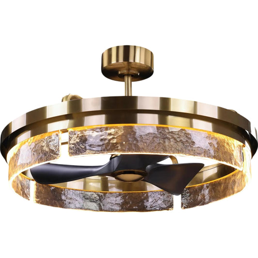 001 SI-2373879 | Primary Silo | Sinclair Chandelier with Fan by John-Richard in brass. Made from unique in a eclectic & global style.