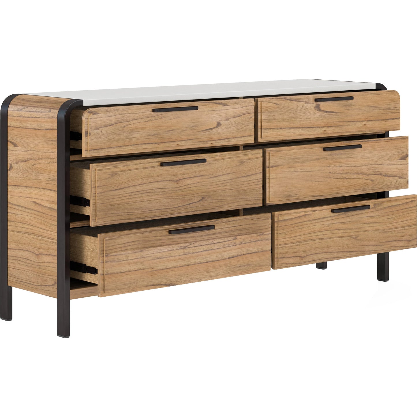 003 SI-2065173 | Additional Silo | Portico Metal Leg Dresser by A.R.T. Furniture in sienna, white plaster. Made from parawood solids, mindi veneers, steel in a modern style.