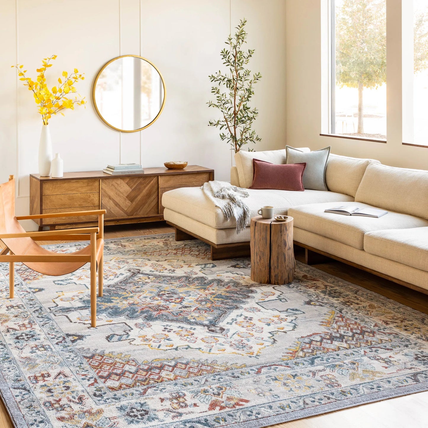 008 SI-2167436,SI-2167437 | Lifestyle | Ankara Rug by Livabliss in gray, taupe, ice blue, dark blue, cream, rust. Made from polypropylene in a unique style.