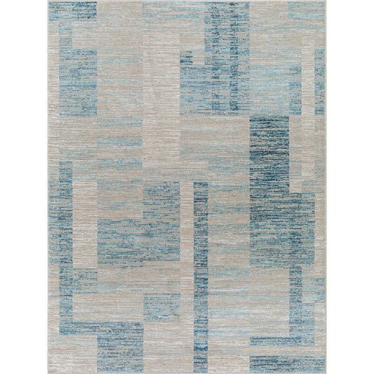 Allegro Rug - 500872 by Livabliss in tan, blue, light beige, ivory, navy. Made from face: 80% polyester, 20% polypropylene, warp: 100% jute in a unique style.