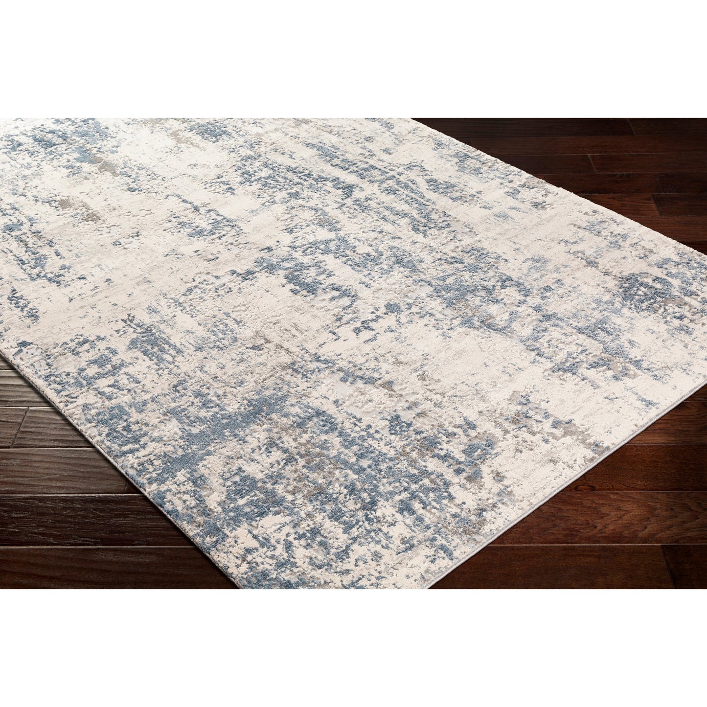 007 SI-1875884,SI-1875888 | Closeup | Alpine Rug by Livabliss in blue, charcoal. Made from 60% polypropylene, 40% polyester in a traditional style.