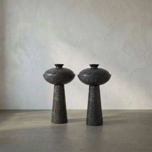 Guy (Set of 2) by Noir in black marble. Made from marble in a modern style.