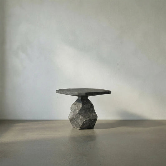 Rind Table by Noir. Made from marble in a rustic style.