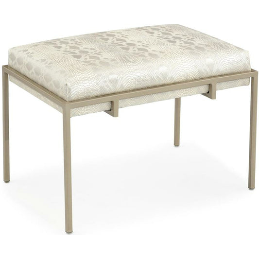 Metal Silver Upholstered Bench by John-Richard in ivory and silver. Made from metal in a transitional style.