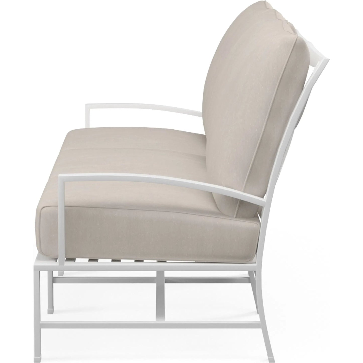 003 SI-2167195 | Additional Silo | Bristol Outdoor Sofa in Canvas Flax w/ Self Welt by Sunset West in white. Made from aluminum in a modern style.