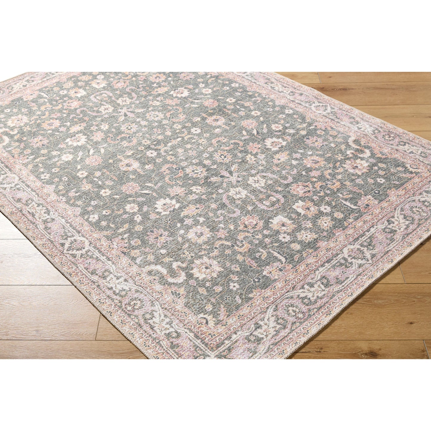 003 SI-2245621,SI-2245622,SI-2245623,SI-2245624,SI-2245625,SI-2245626 | Closeup | Amelie 533408 Rug by Livabliss in medium green, plum, cream, tan, dark green. Made from polyester in a unique style.