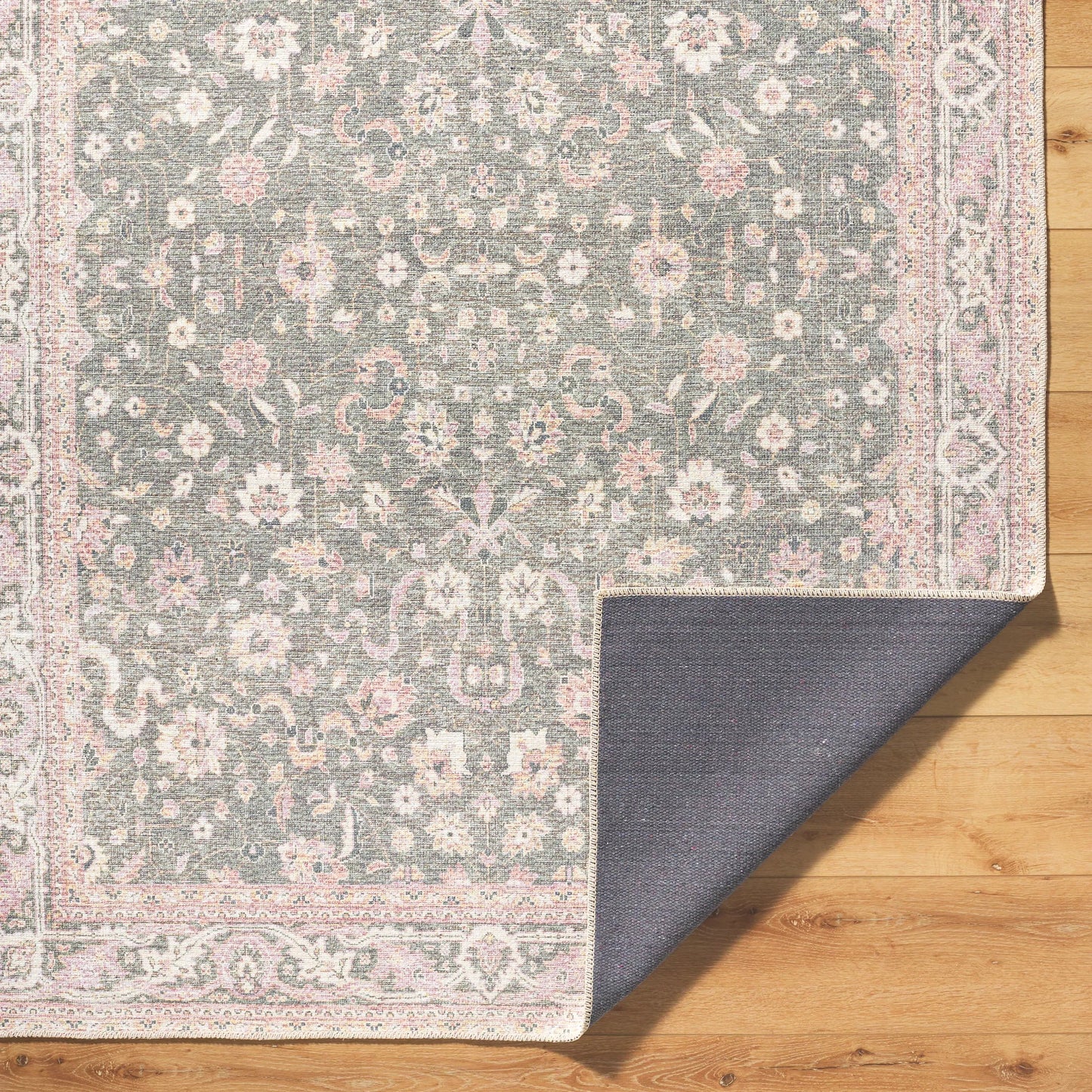 006 SI-2245621,SI-2245622,SI-2245623,SI-2245624,SI-2245625,SI-2245626 | Closeup | Amelie 533408 Rug by Livabliss in medium green, plum, cream, tan, dark green. Made from polyester in a unique style.