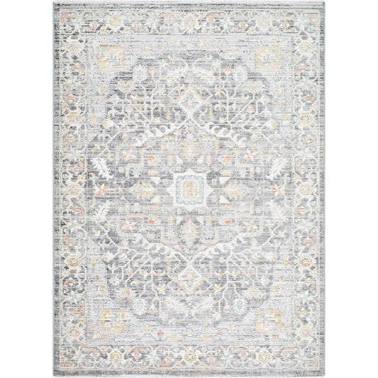Amir AMR-2302 Rug by Livabliss in the prominent colors in the rug are: silver, ivory, charcoal, mustard, slate.. Made from polypropylene, polyester in a unique style.