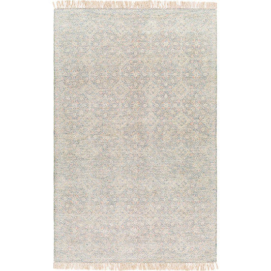 Amasya Rug - 26062 by Surya in dusty sage, oatmeal, red, light beige. Made from 50% cotton, 20% polyester, 15% viscose, 15% wool in a unique style.