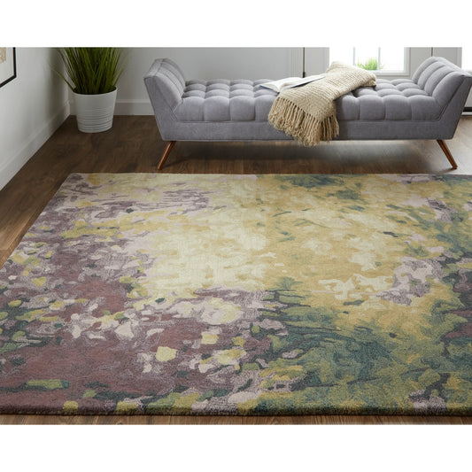 Amira Transitional Rug - 8633F by Feizy in gold, purple, green. Made from wool in a unique style.