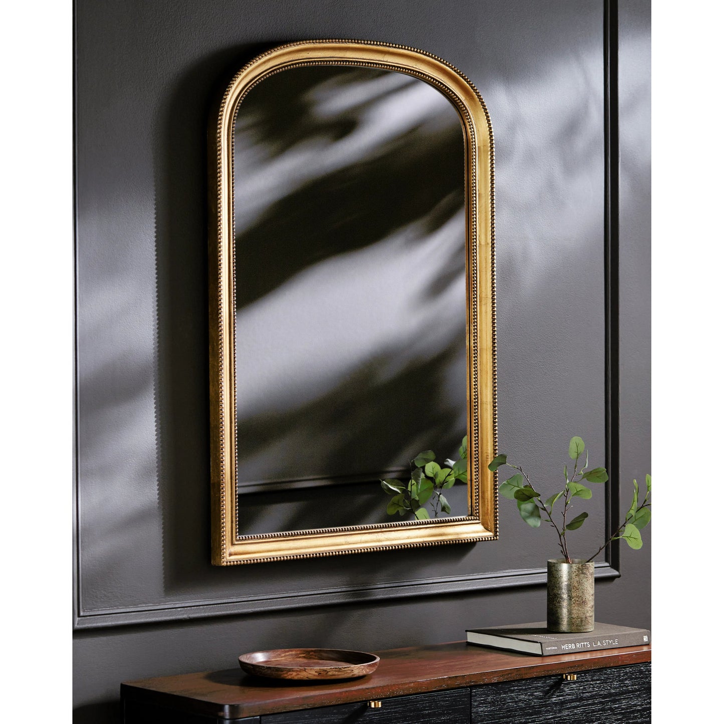 005 SI-2165536 | Lifestyle | Nalanda Mantel Mirror - 535593 by Surya in antiqued. Made from manufactured wood in a modern style.