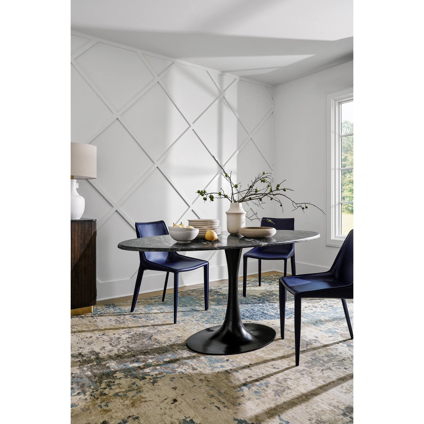 004 SI-2099323 | Lifestyle | Anatalia Dining Table by Surya in black and powder coatedpolished. Made from marble, metal in a modern style.
