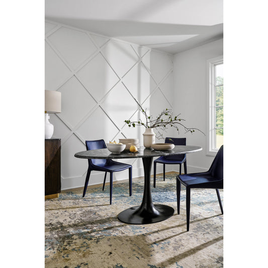 Anatalia Dining Table by Surya in black and powder coatedpolished. Made from marble, metal in a modern style.