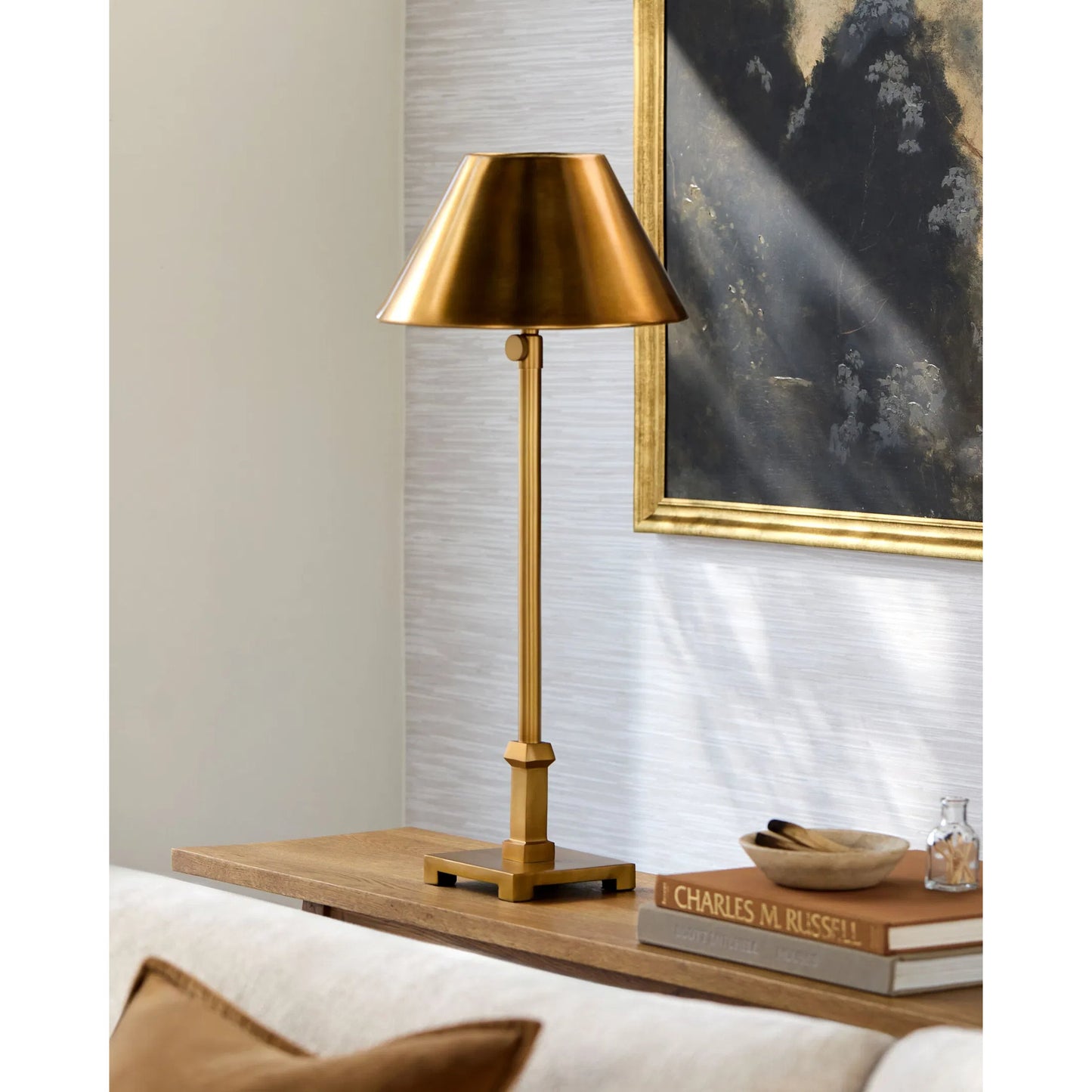002 SI-2380022 | Lifestyle | Andenes Accent Table Lamp by Surya in antiqued gold. Made from iron, metal in a unique style.